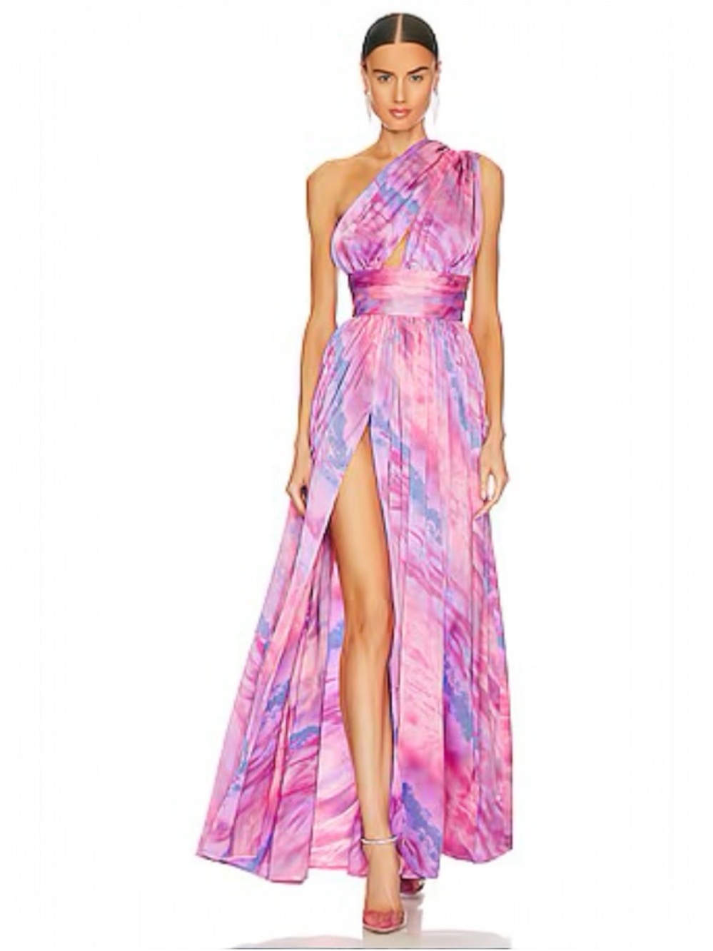 Bronx and Banco Aphrodite Silk Blend One Shoulder Goddess Maxi Gown Size 6
